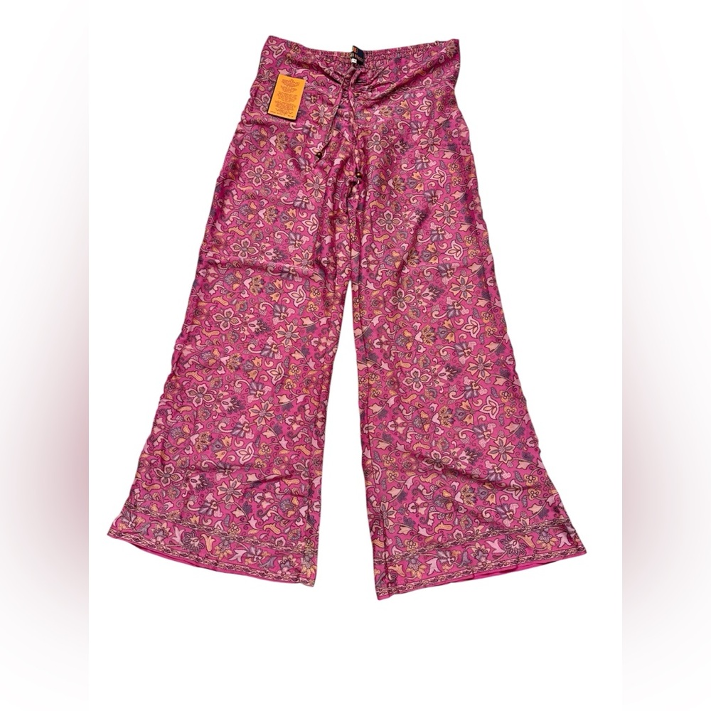 Junglee Billee Floral Boho Flowy Wide Leg Drawstring Pants